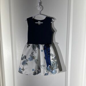 Floral Blue and White Kids Dress